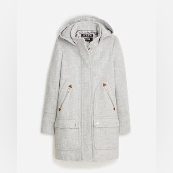 J.Crew New Chateau Parka in Italian Stadium-Cloth, Heather Gray, Size 14 - Picture 2 of 16